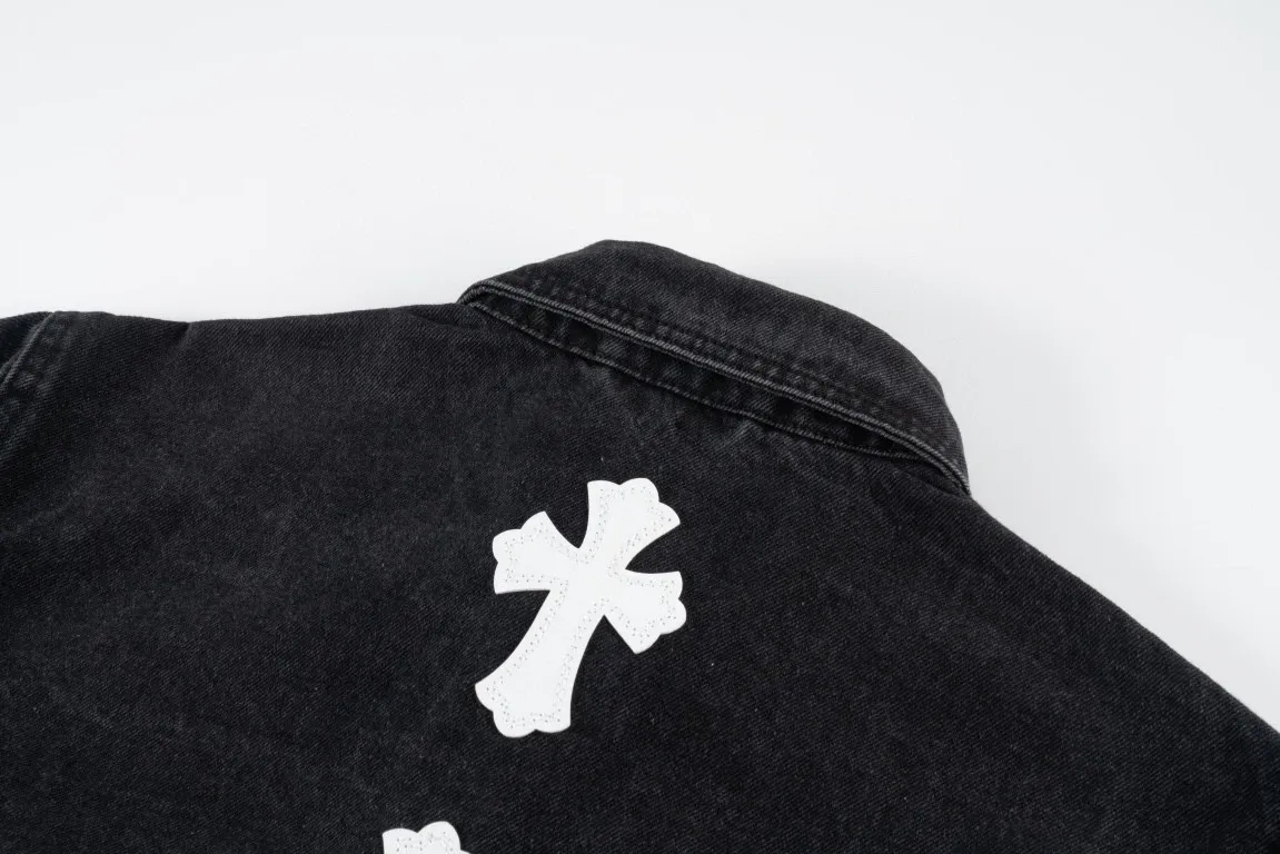 ChromeHearts 黒色白標刺繍デニムジャケット - 画像 (6)