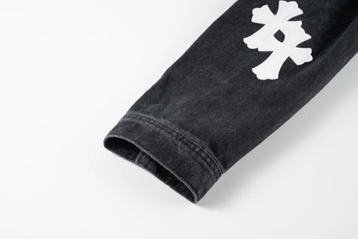 ChromeHearts 黒色白標刺繍デニムジャケット - 画像 (8)