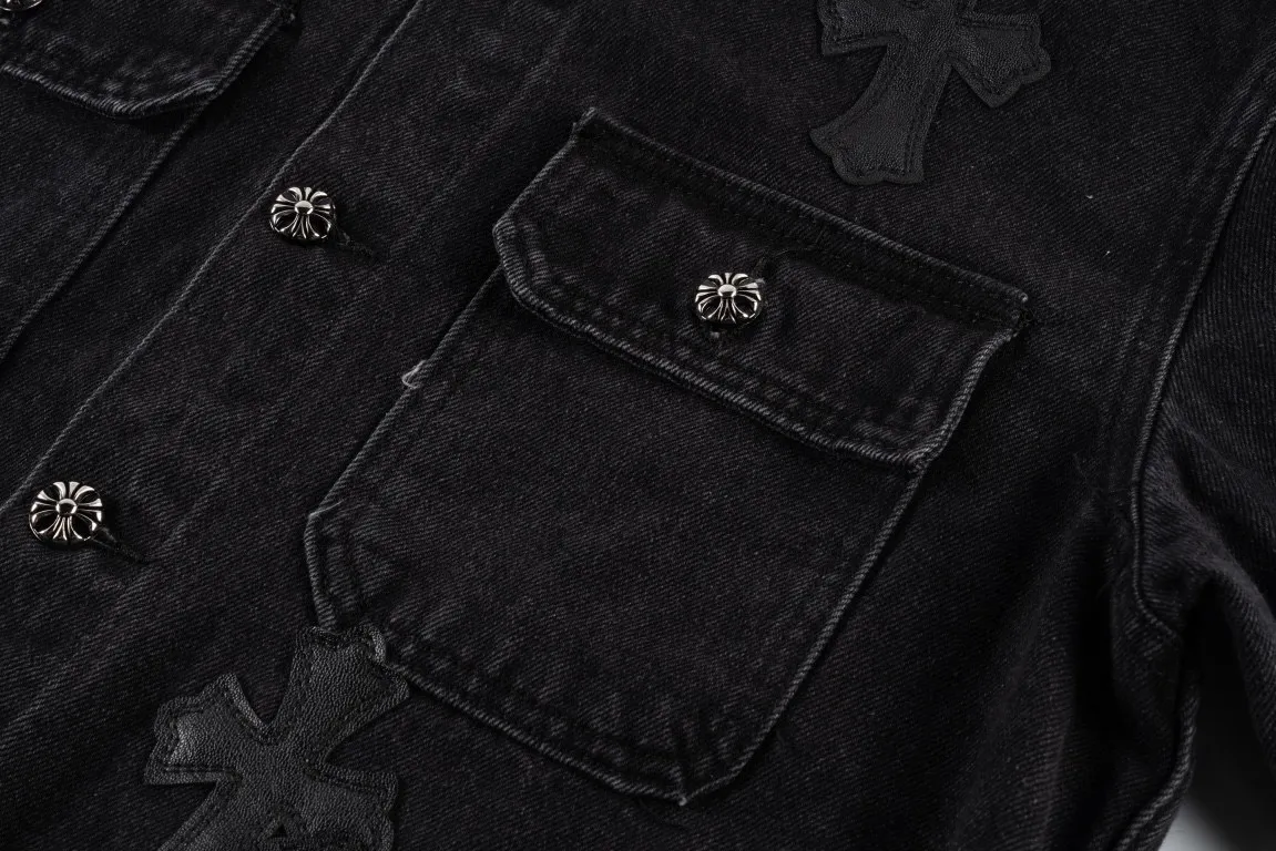 ChromeHearts ブラック刺繍皮标デニムジャケット - 画像 (7)