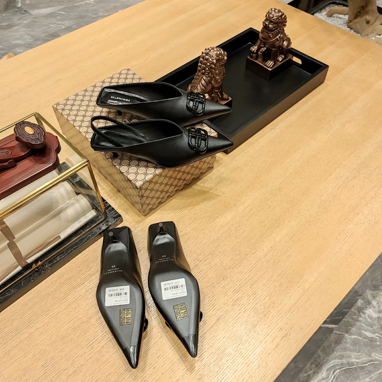 Balenciaga 黒 キトンヒールミュールスリッパ - 画像 (10)