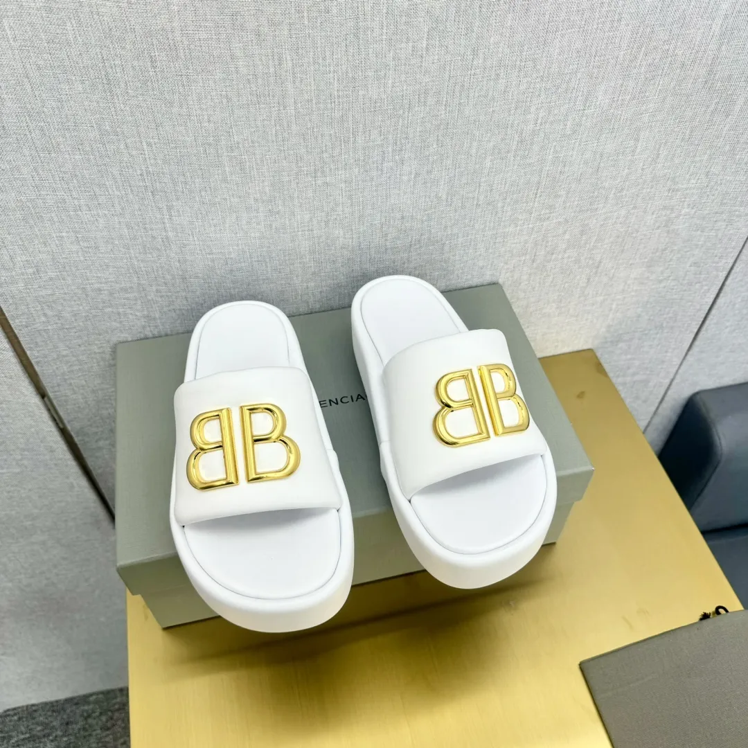 Balenciaga新作厚いソールウェッジスリッパ白 - 画像 (7)