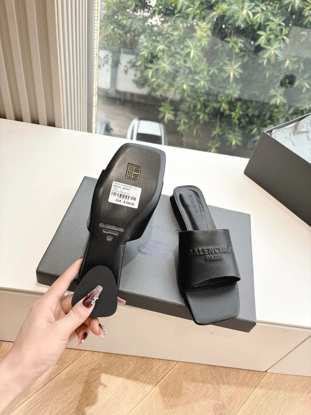 Balenciaga 黒 キトンヒールミュールスリッパ - 画像 (7)