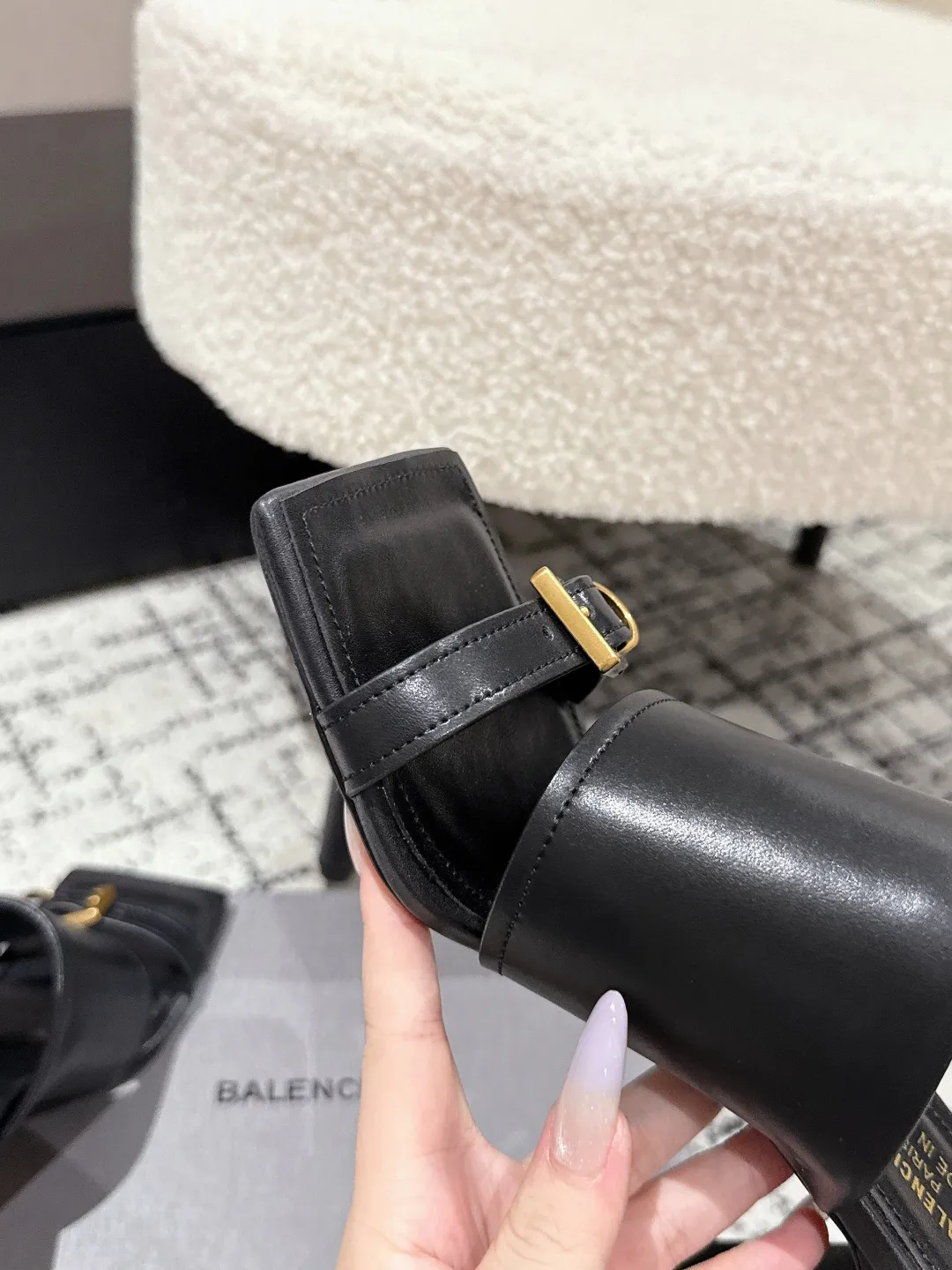 Balenciaga ハイヒール四角い頭ビーチサンダル ブラック - 画像 (7)