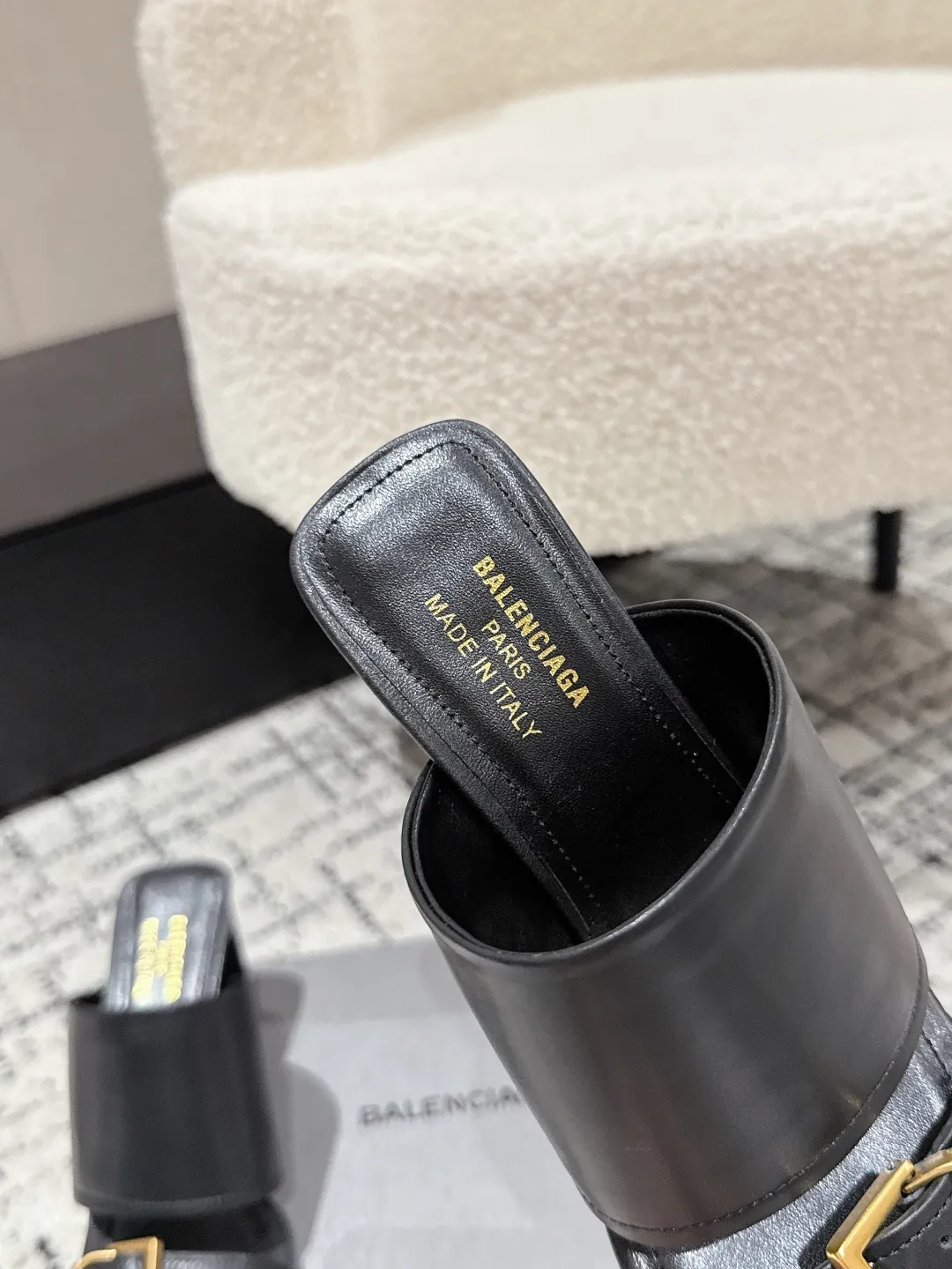 Balenciaga ハイヒール四角い頭ビーチサンダル ブラック - 画像 (9)