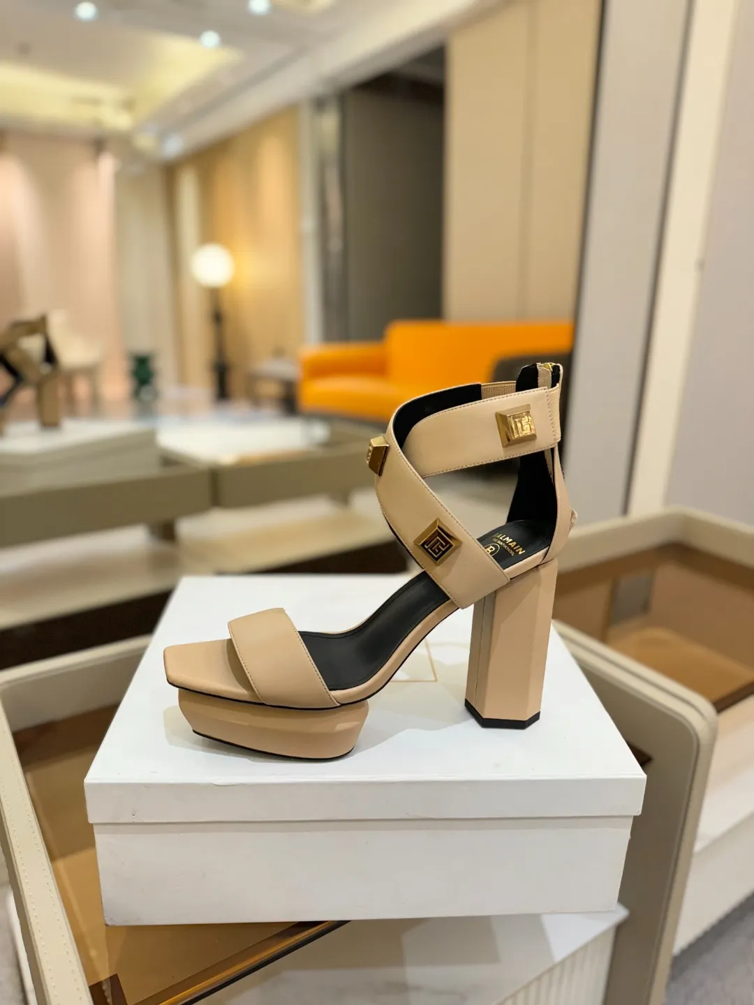 Balmain 2025 防水プラットフォームファッションハイヒールサンダル ベージュ
