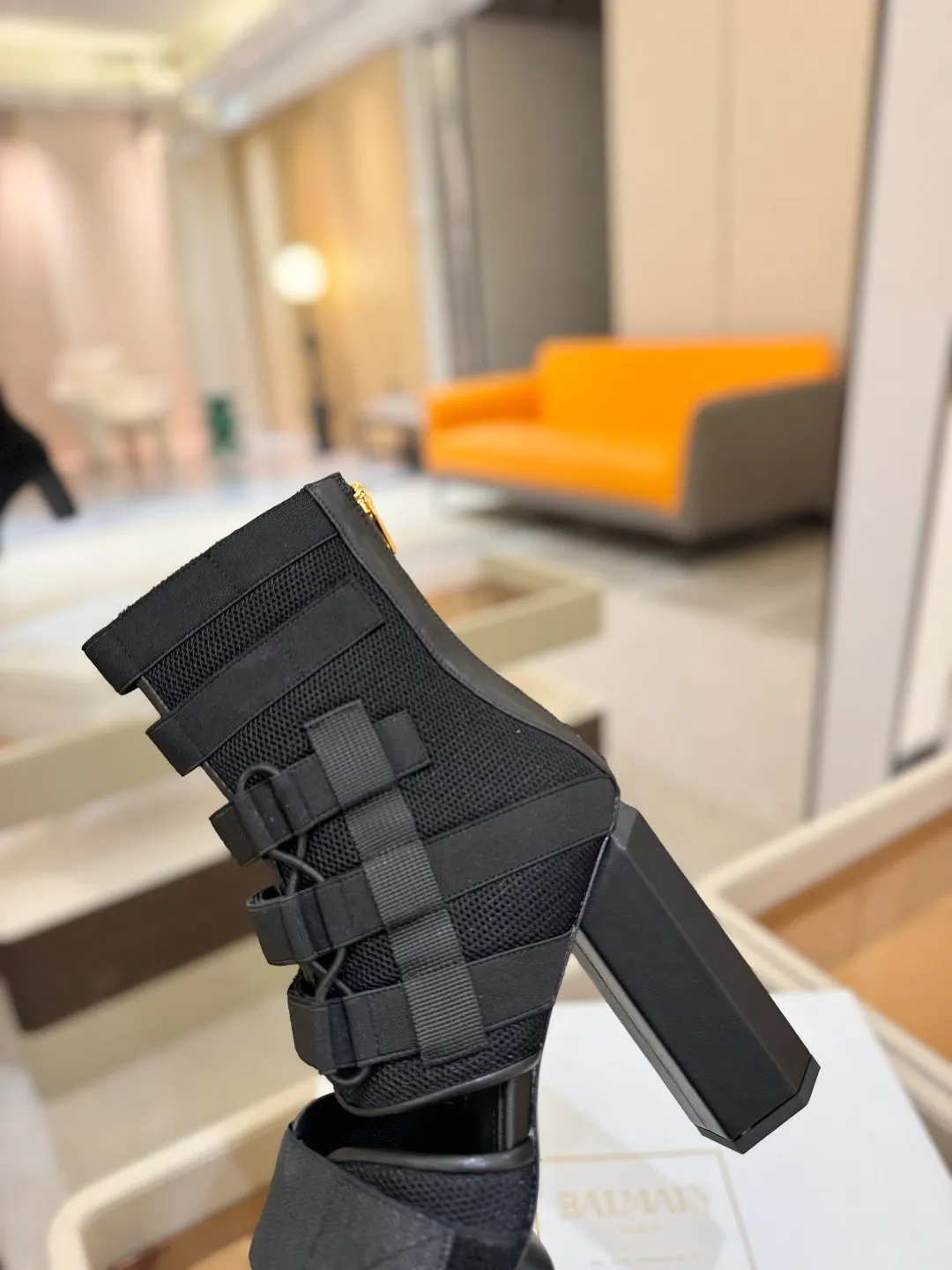 Balmain 2025 ブラック防水プラットフォームハイヒールブーツ - 画像 (9)