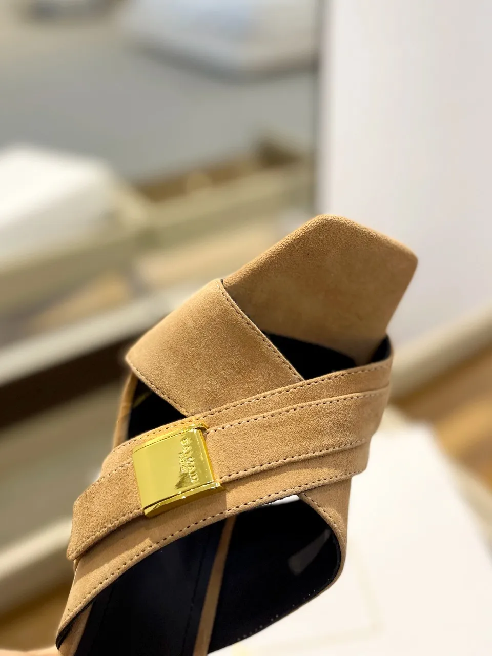 Balmain 2024春夏カーキハイヒールのスリッパ - 画像 (10)