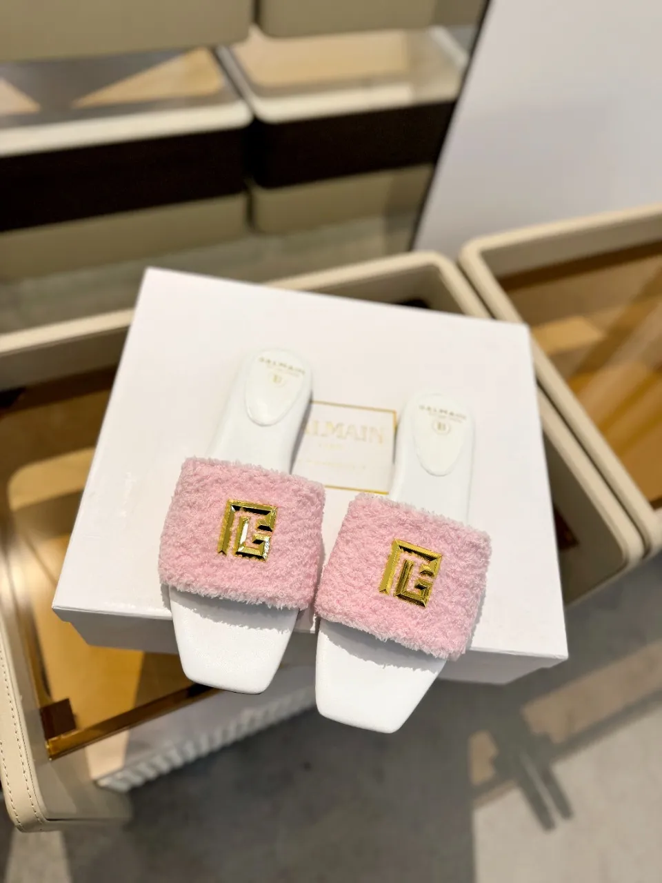 Balmainピンクファッションフラットビーチサンダル - 画像 (7)