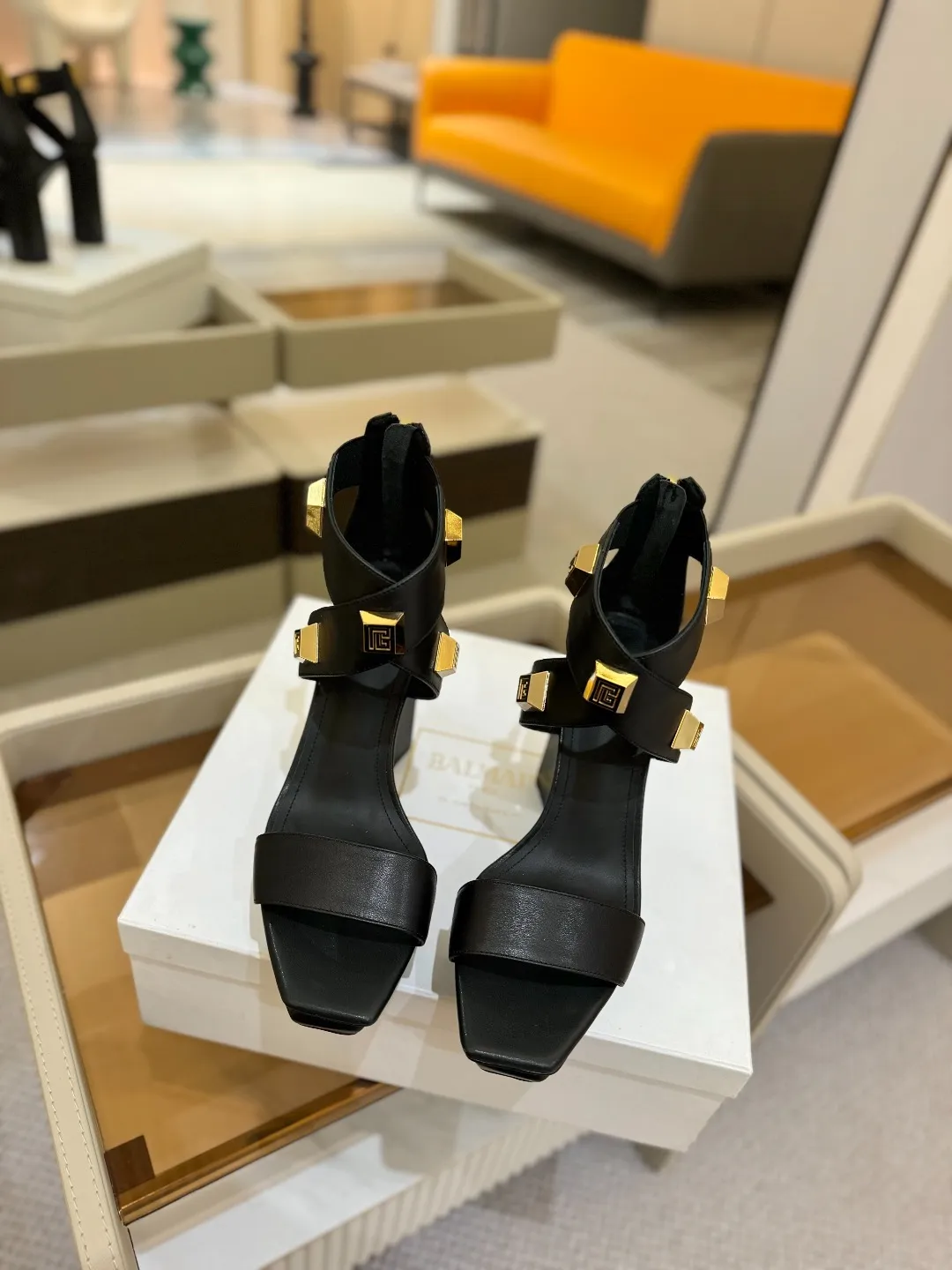 Balmain 2025 防水プラットフォーム黒ハイヒールサンダルファッション - 画像 (5)