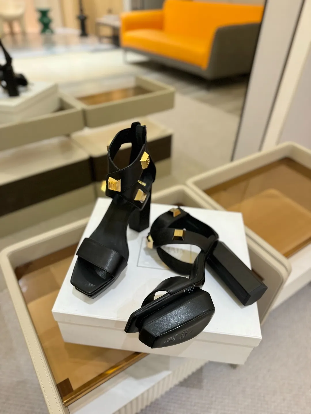 Balmain 2025 防水プラットフォーム黒ハイヒールサンダルファッション - 画像 (6)