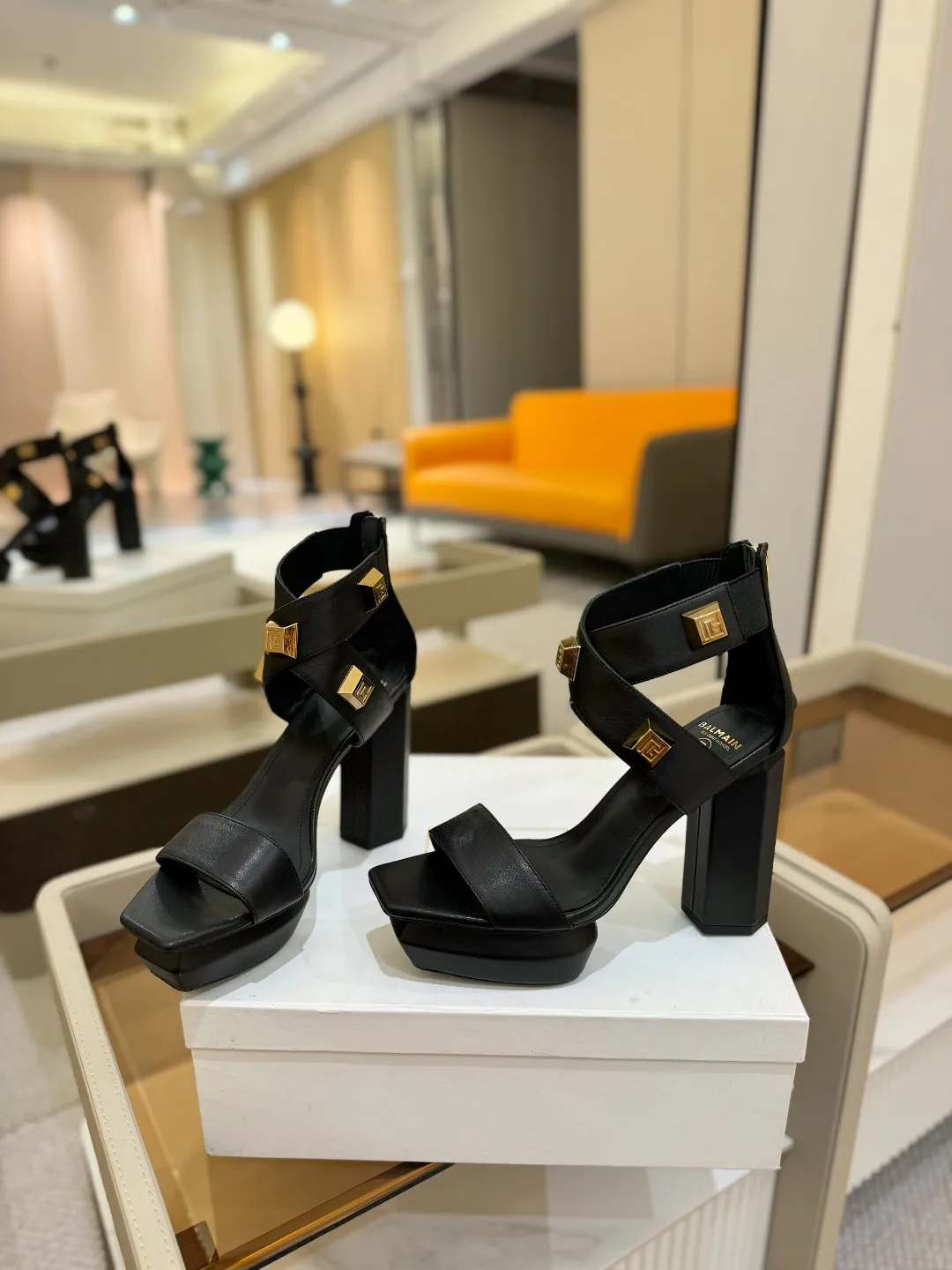 Balmain 2025 防水プラットフォーム黒ハイヒールサンダルファッション - 画像 (7)
