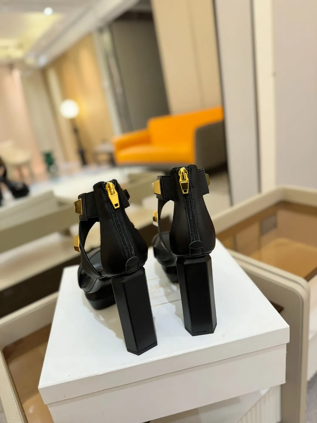 Balmain 2025 防水プラットフォーム黒ハイヒールサンダルファッション - 画像 (8)