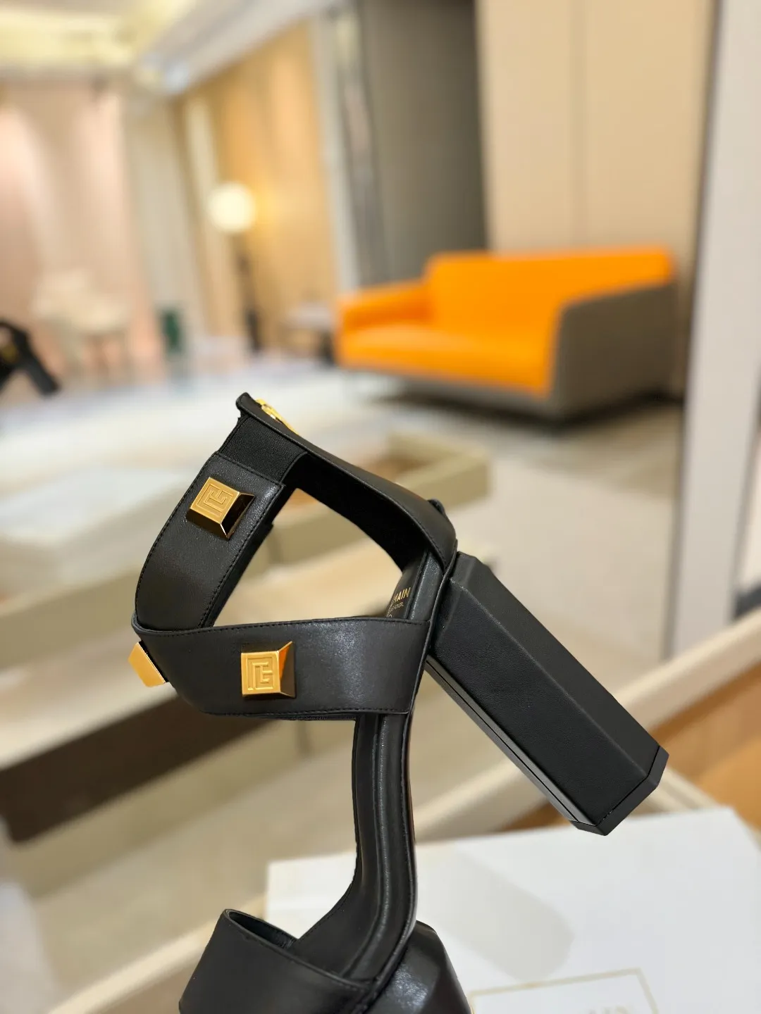 Balmain 2025 防水プラットフォーム黒ハイヒールサンダルファッション - 画像 (9)