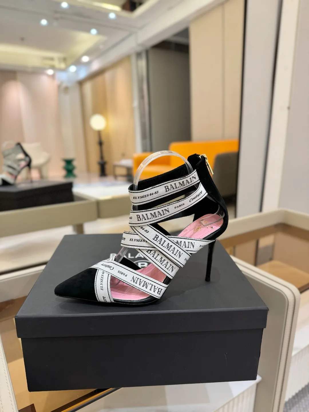 Balmain ブラックファッションハイヒールサンダル