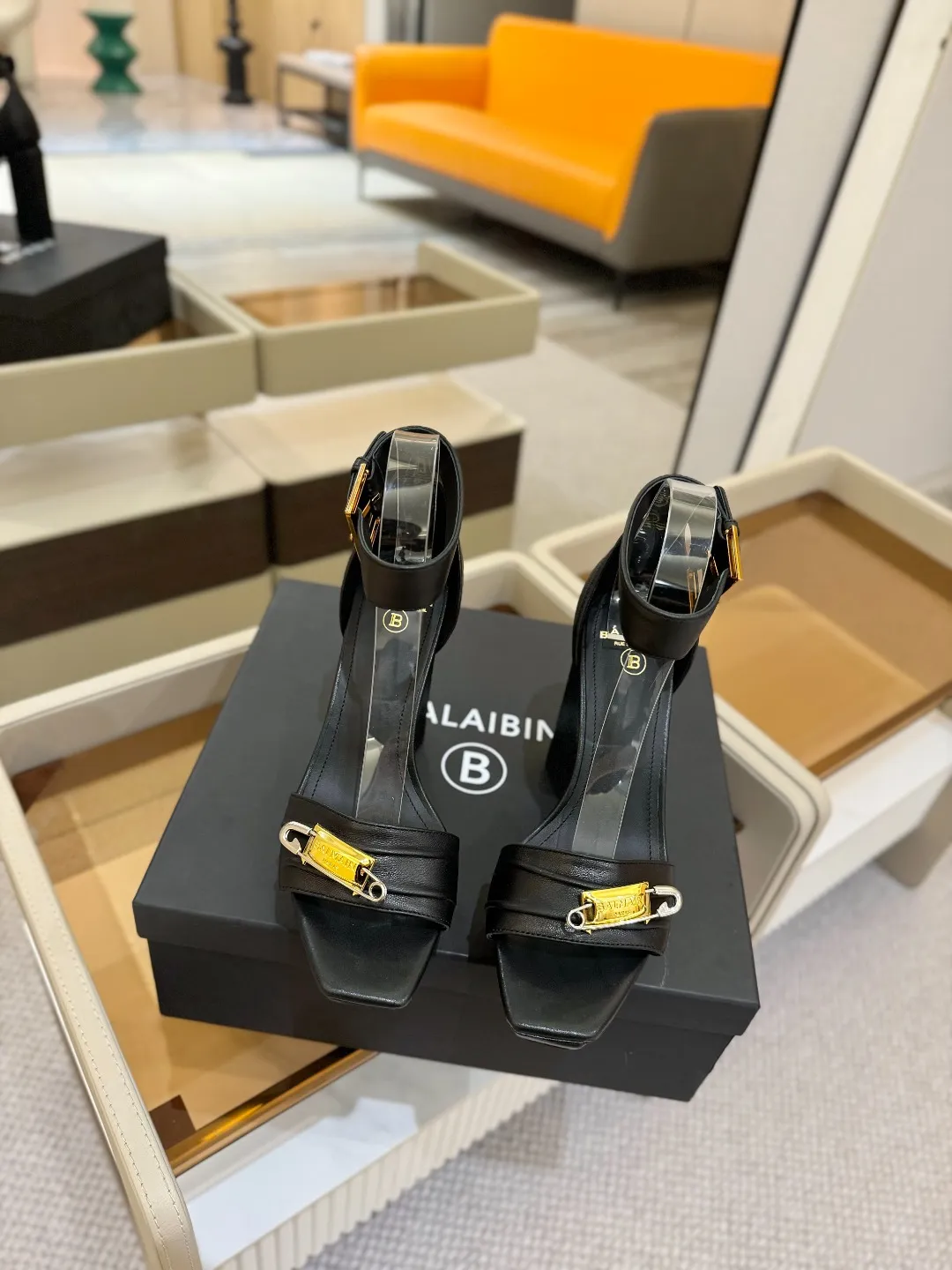 Balmain 2025 防水プラットフォームファッションハイヒールサンダル黒 - 画像 (5)