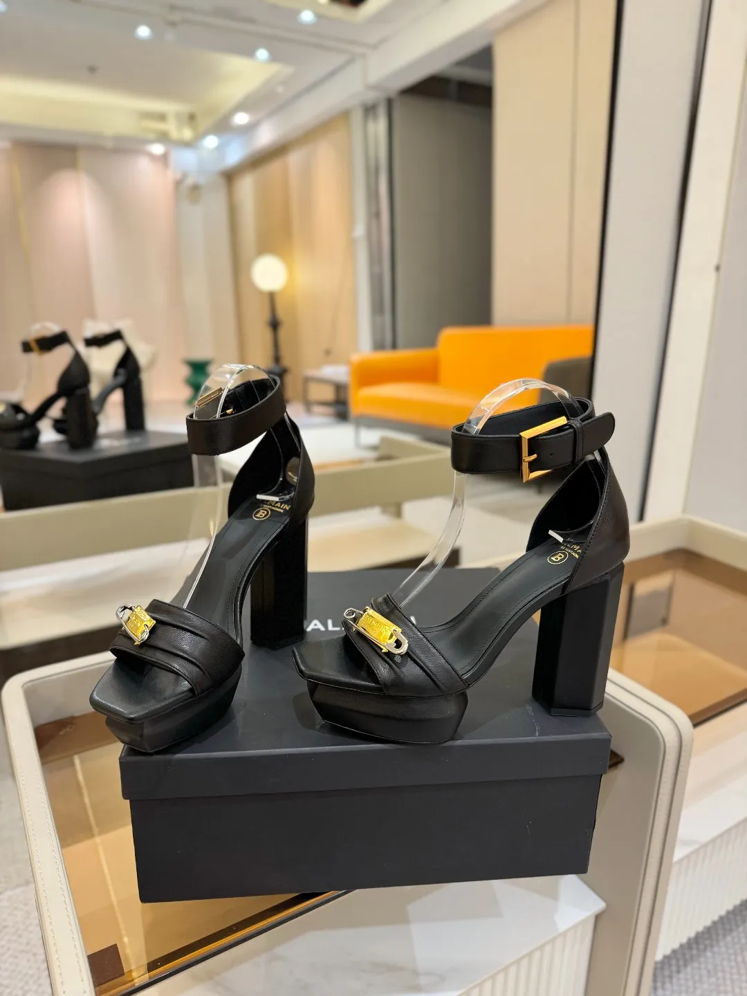 Balmain 2025 防水プラットフォームファッションハイヒールサンダル黒 - 画像 (7)
