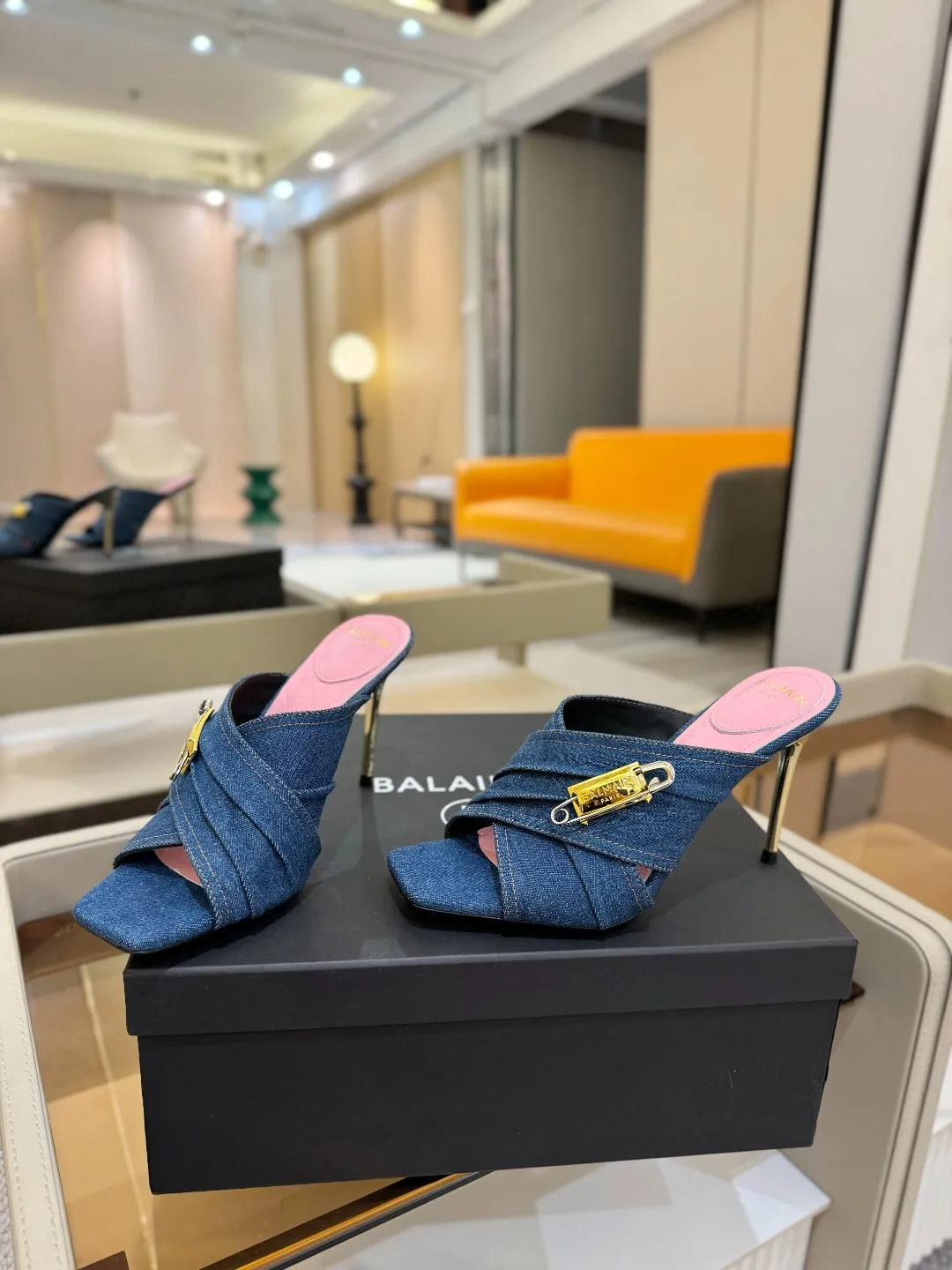 Balmain ブルーデニムハイヒールスリッパ - 画像 (7)