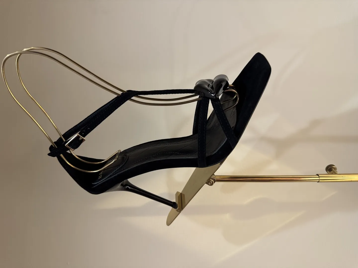 Balmainバレマン黒四角い頭ハイヒールサンダル新作