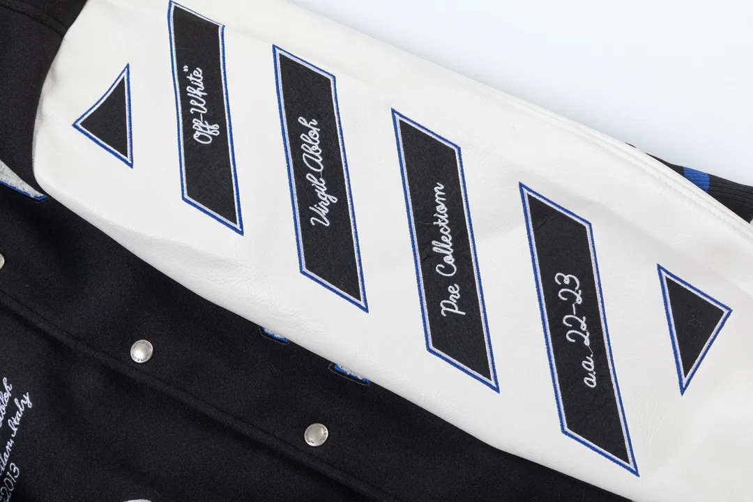 Off White OW ブラック刺繍ロゴバーシティジャケット - 画像 (7)