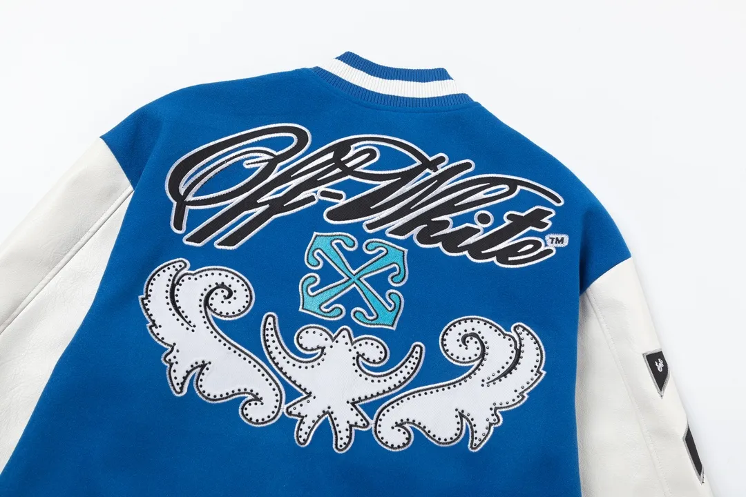 Off White ブルー刺繍ロゴバーシティジャケット - 画像 (4)