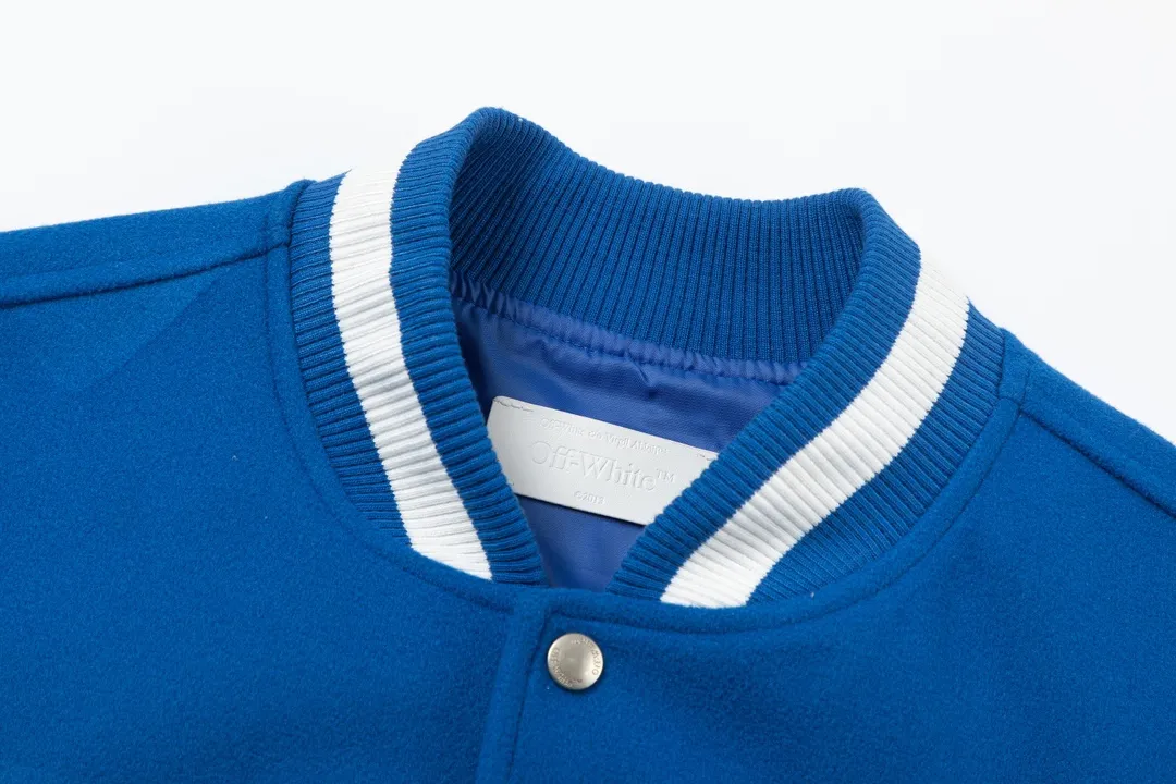 Off White ブルー刺繍ロゴバーシティジャケット - 画像 (5)