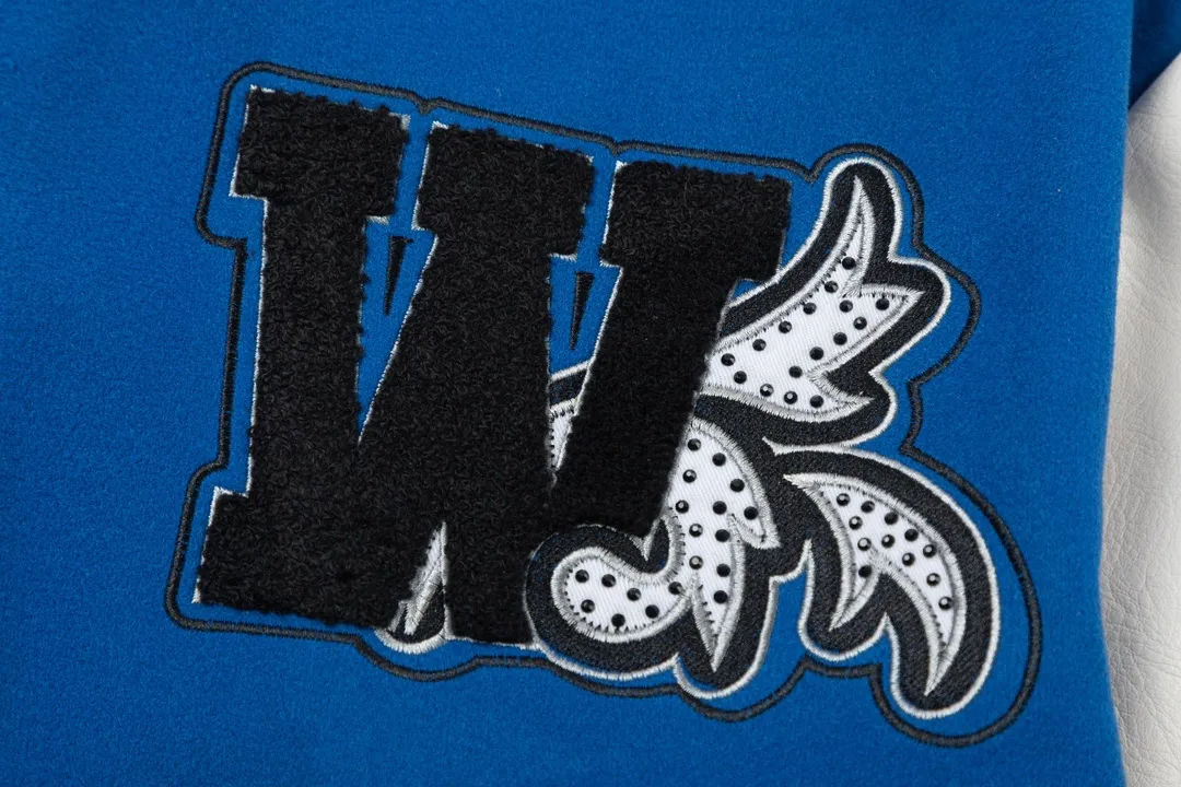 Off White ブルー刺繍ロゴバーシティジャケット - 画像 (6)