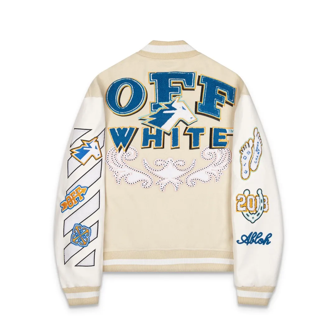 Off White OW アプリコットレザーベースボールジャケット - 画像 (3)