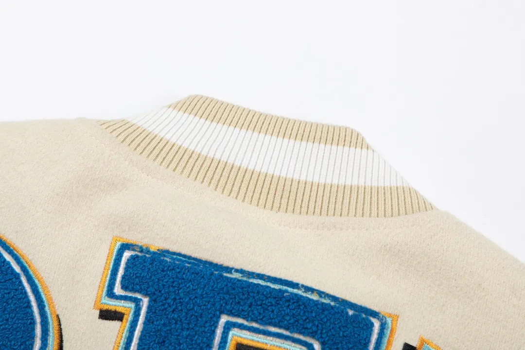 Off White OW アプリコットレザーベースボールジャケット - 画像 (7)