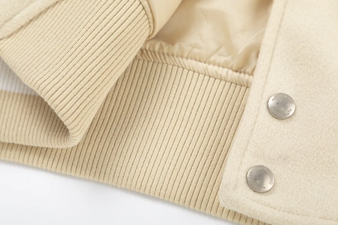 Off White OW アプリコットレザーベースボールジャケット - 画像 (9)