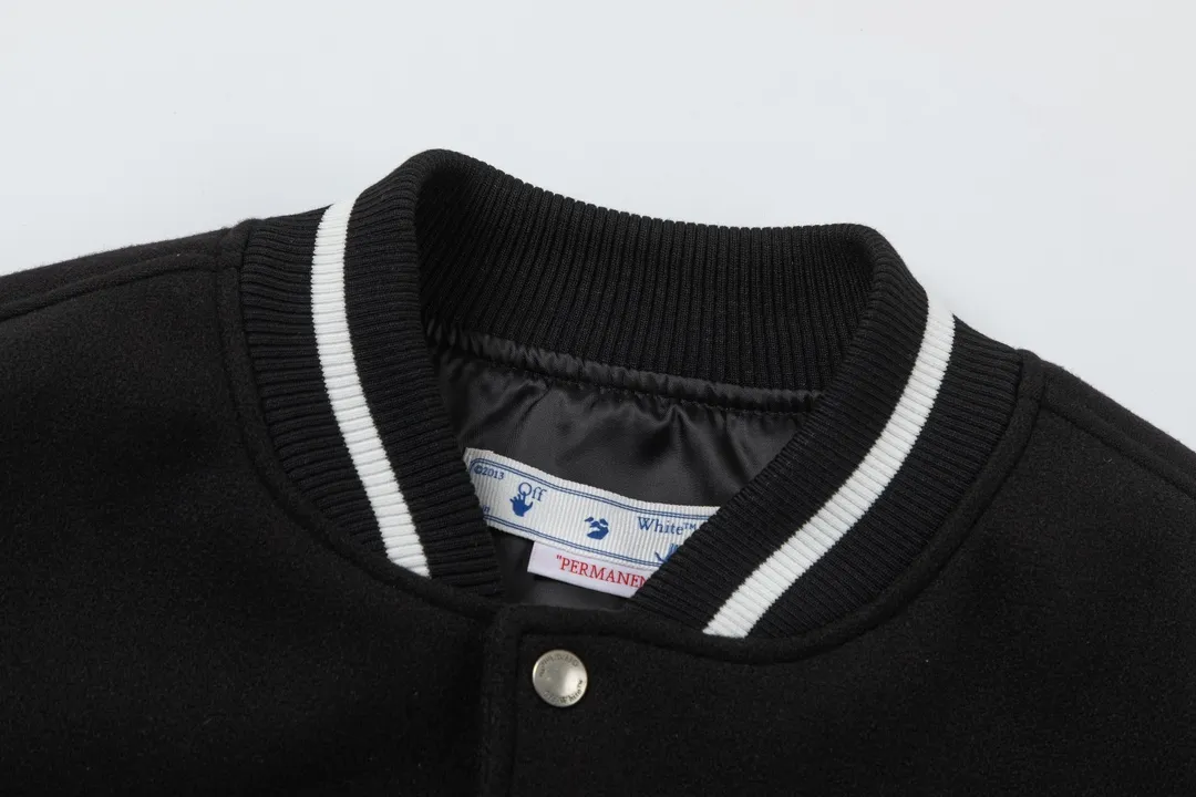 Off White OW 黒色刺繍バーシティジャケット - 画像 (4)