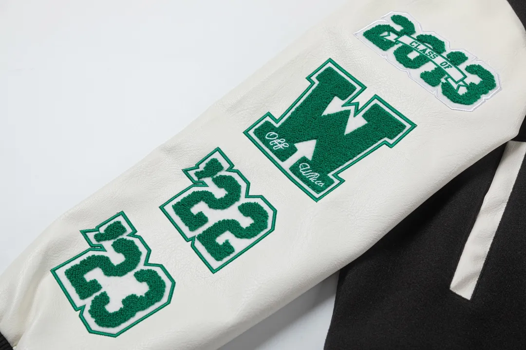 Off White OW 黒色刺繍バーシティジャケット - 画像 (8)