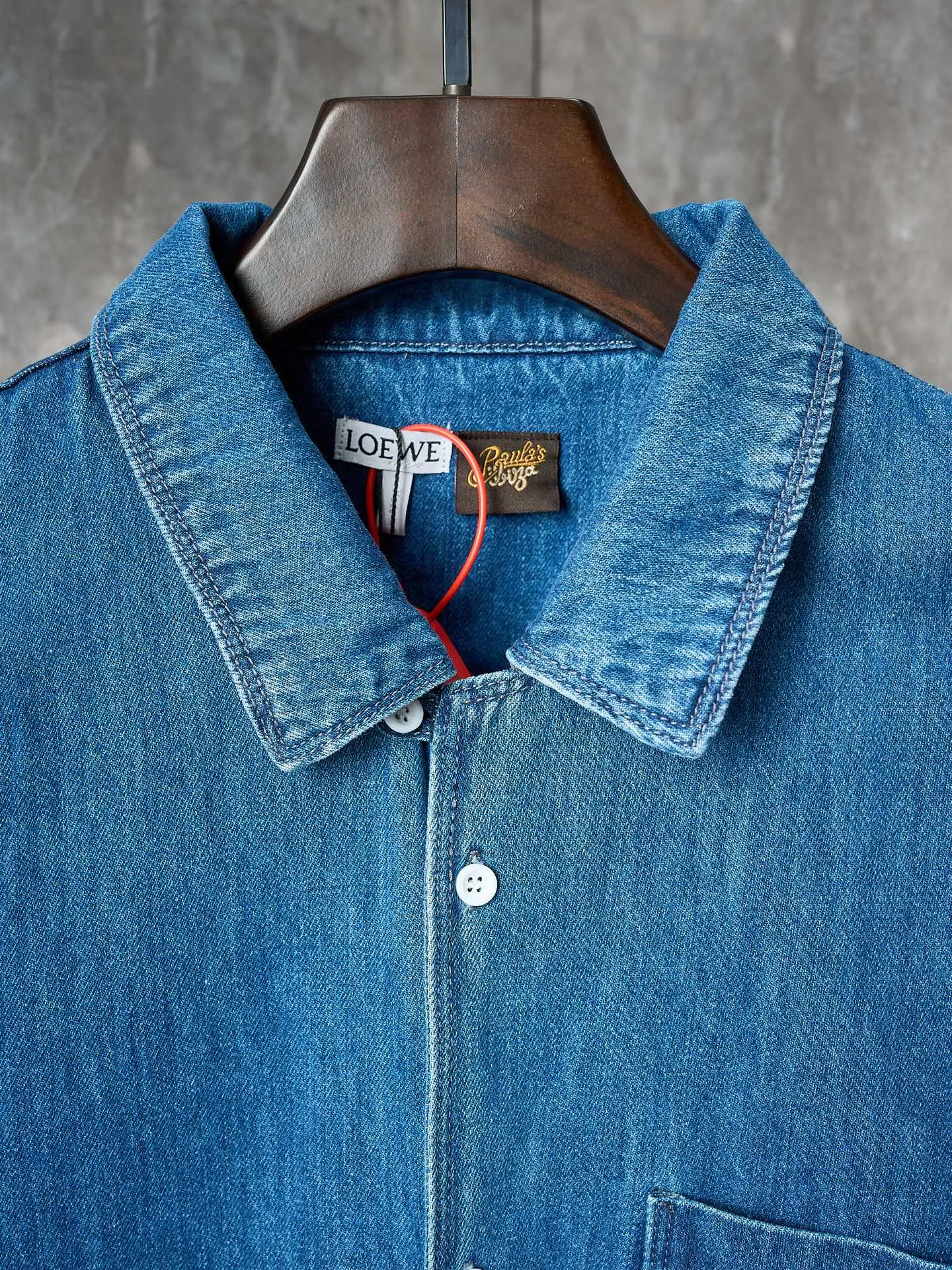 Loewe新作黒のチェック柄牛仔短袖衬衫 - 画像 (5)