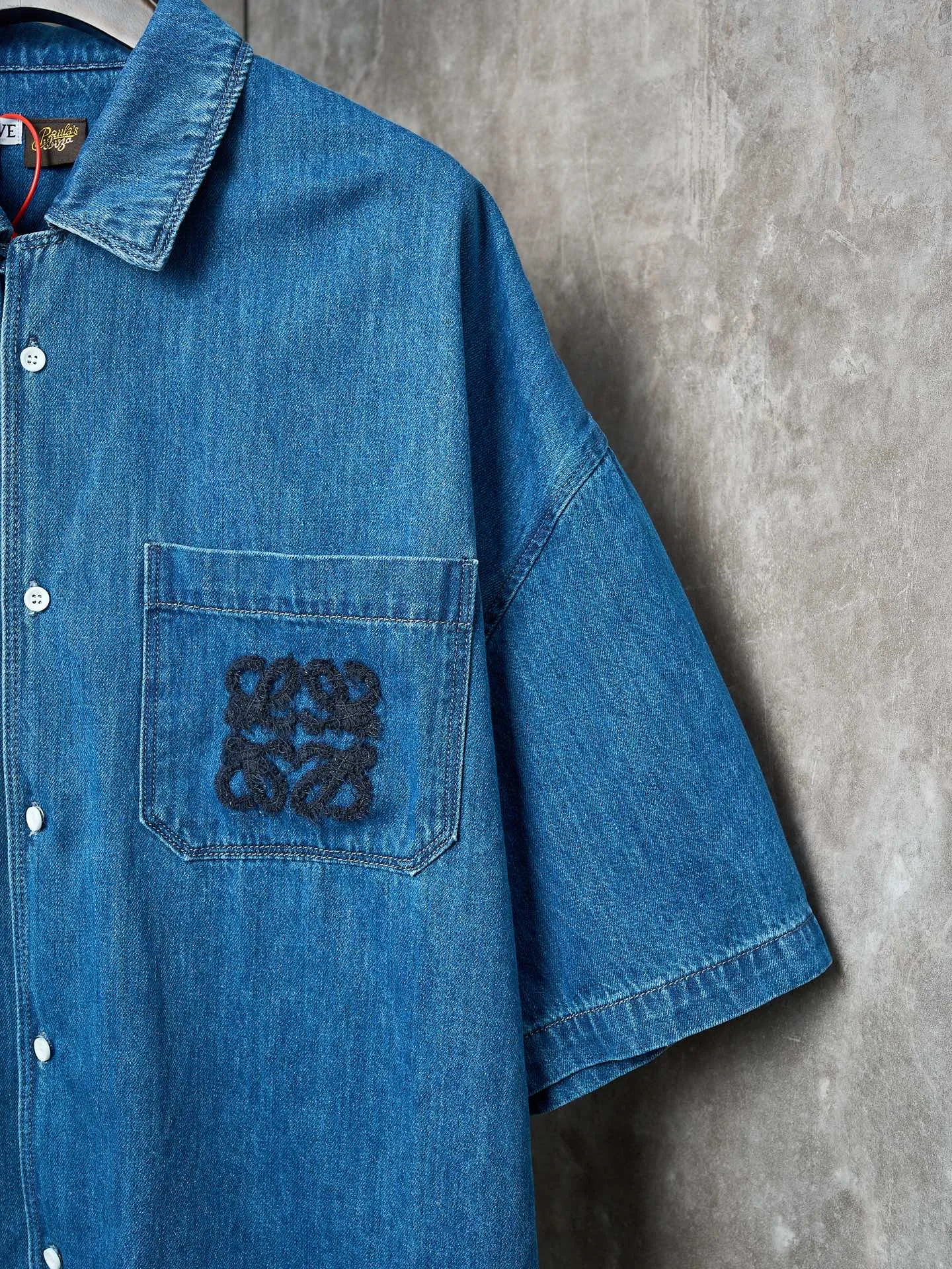 Loewe新作黒のチェック柄牛仔短袖衬衫 - 画像 (8)