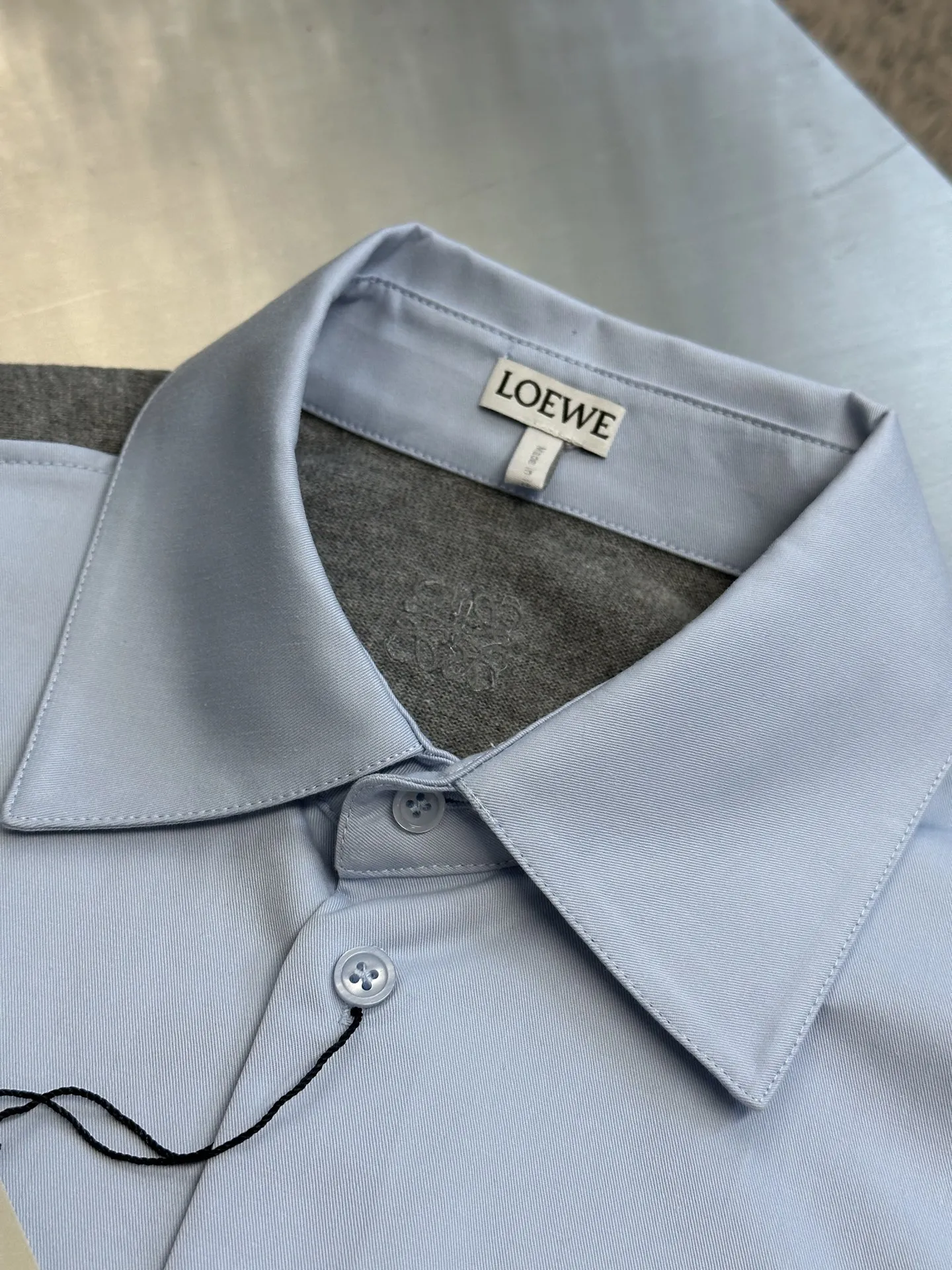 ロエベ新作ブラックパッチワークウールミックスシャツ - 画像 (6)