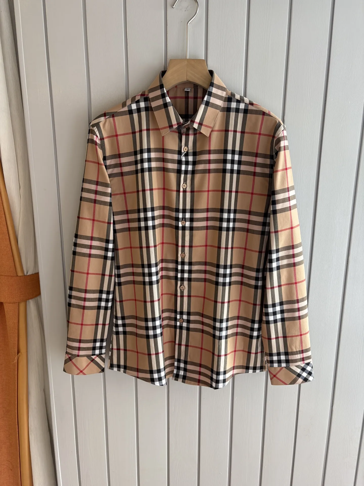 バーバリーレジャーチェック柄シャツ新作ベージュ