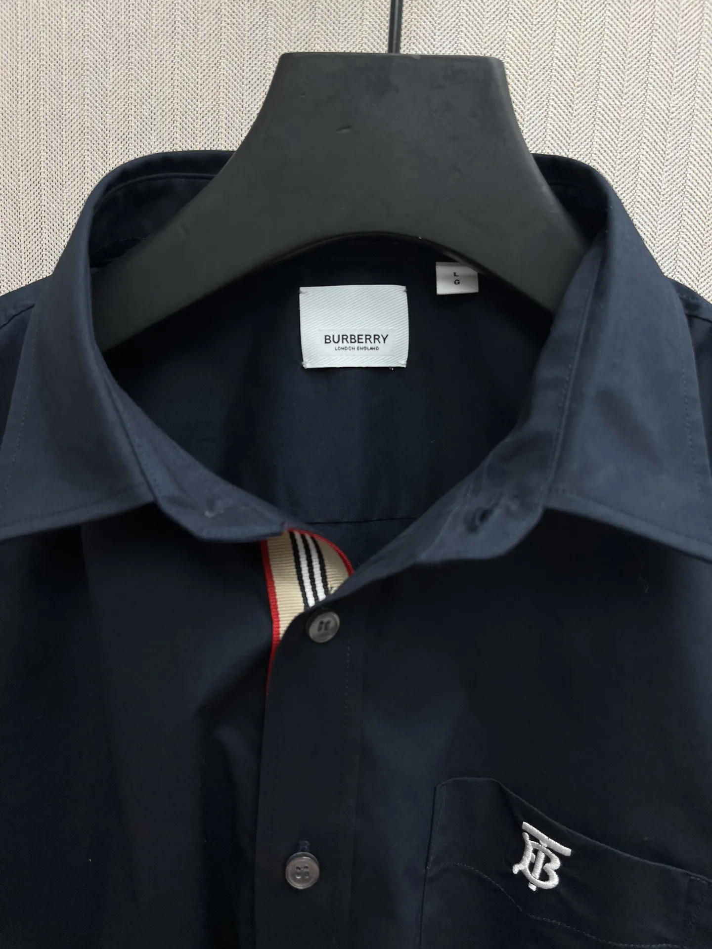 バーバリー新しいブラックTB刺繍トリコロールシャツハイバージョン - 画像 (9)