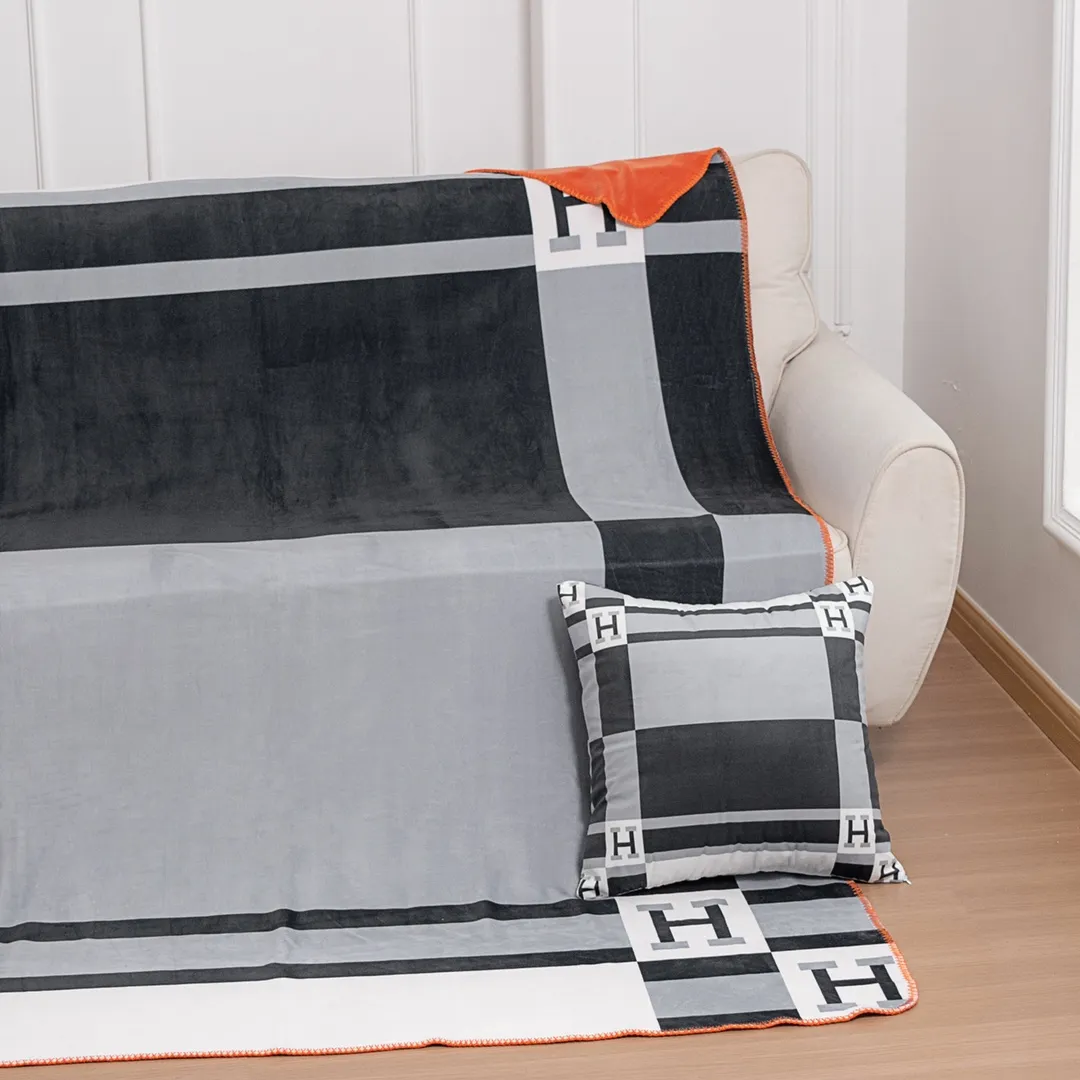エルメス グレー 幾何学柄 毛布セット - 画像 (9)