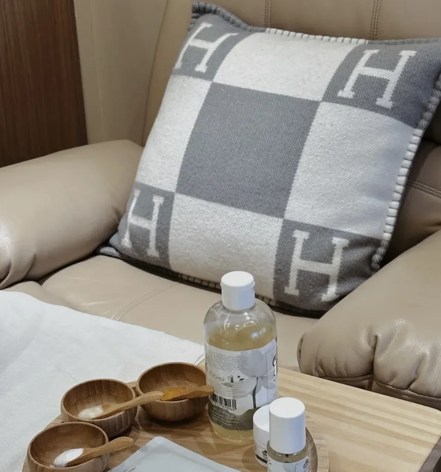 Hermès Avalon グレー チェック柄 抱き枕 - 画像 (4)