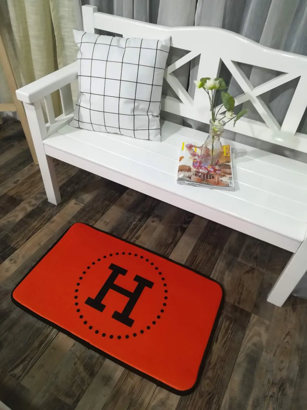 エルメス オレンジ H柄 大地マット - 画像 (7)