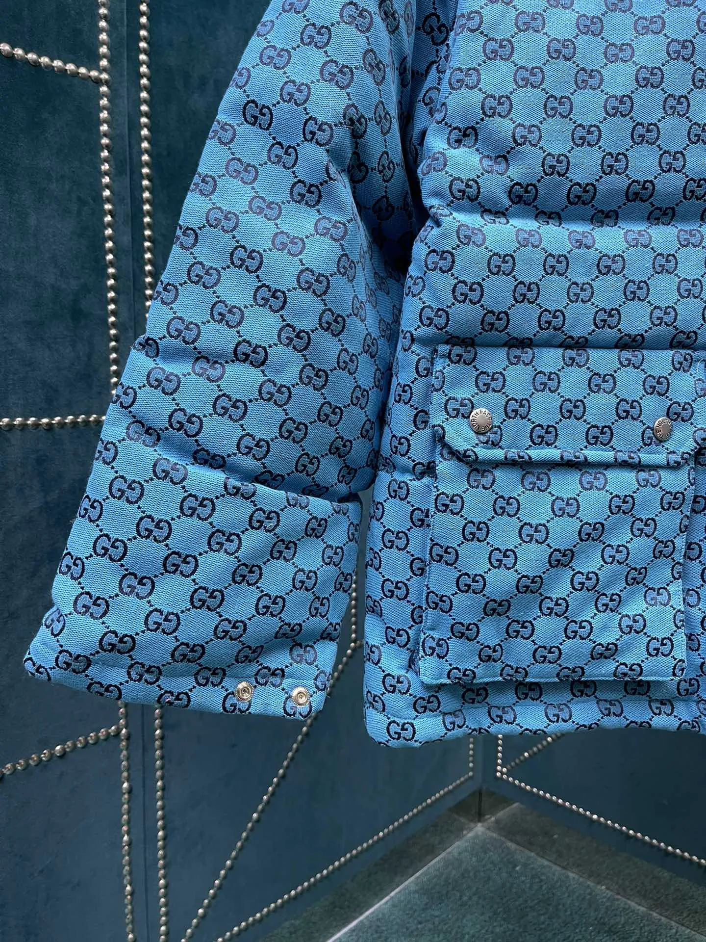 グッチ x ザ・ノース・フェイス ダウンジャケット ブルーロゴ - 画像 (4)