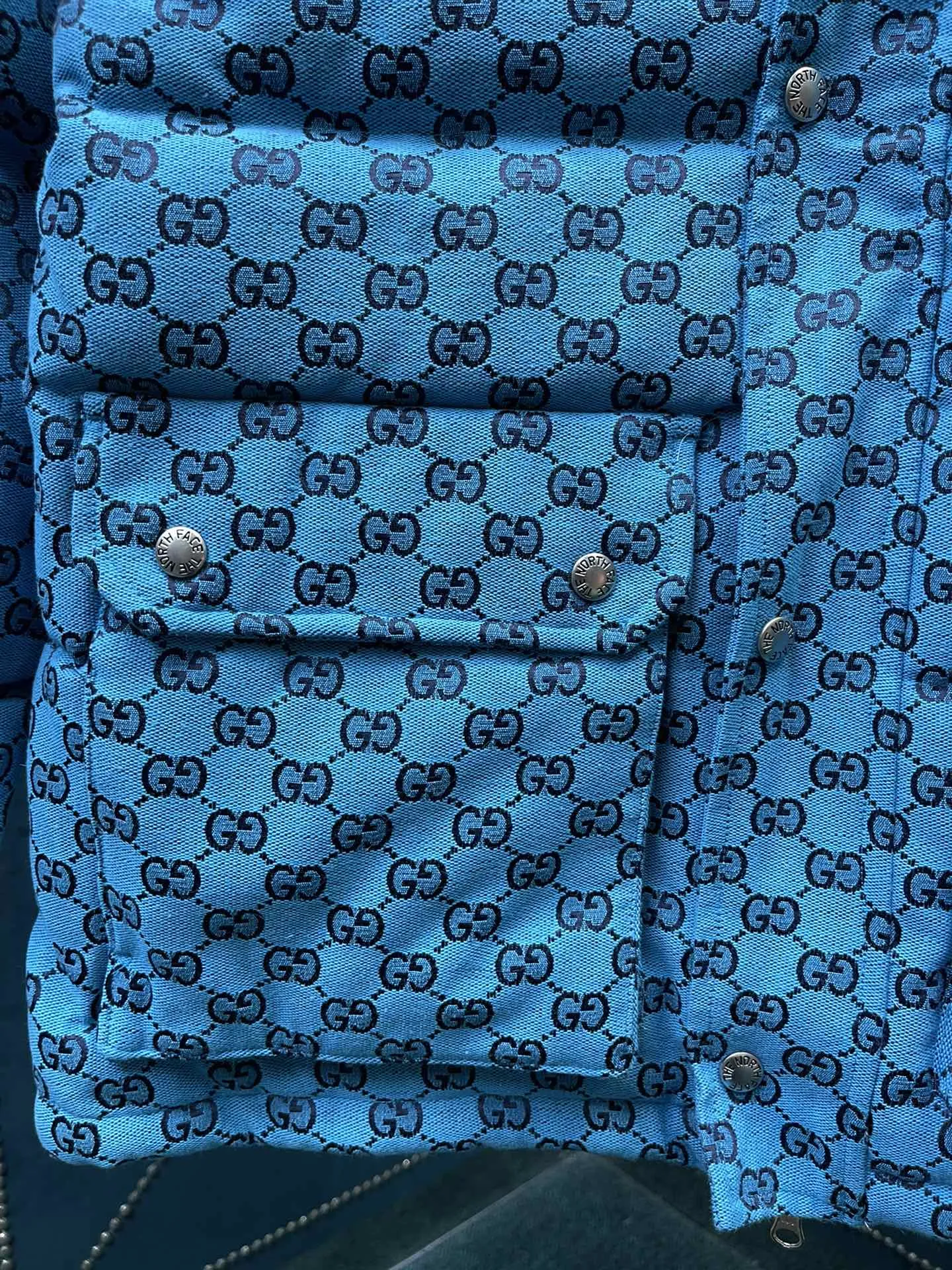 グッチ x ザ・ノース・フェイス ダウンジャケット ブルーロゴ - 画像 (7)