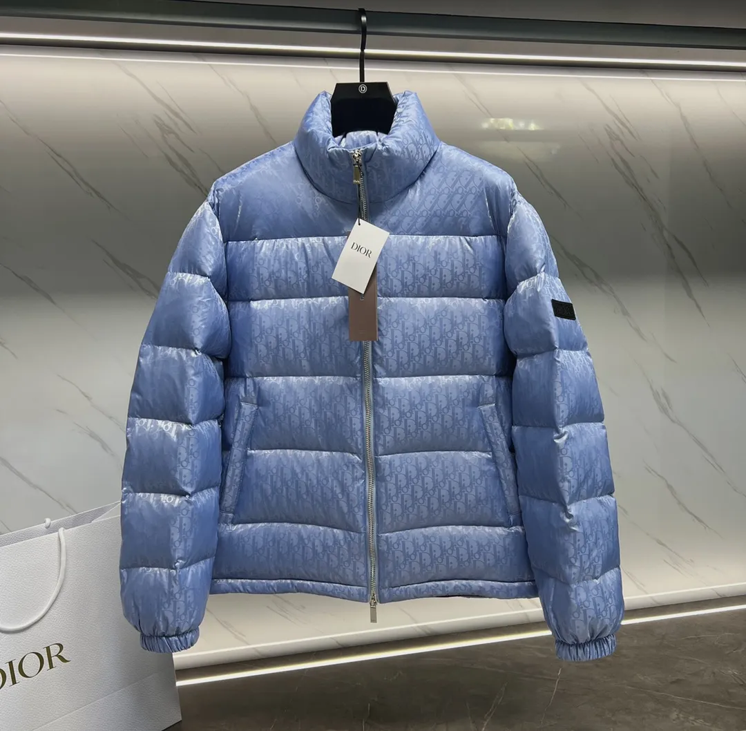 ディオール オブリーク ダウンジャケット スカイブルー スタンドカラー - 画像 (3)