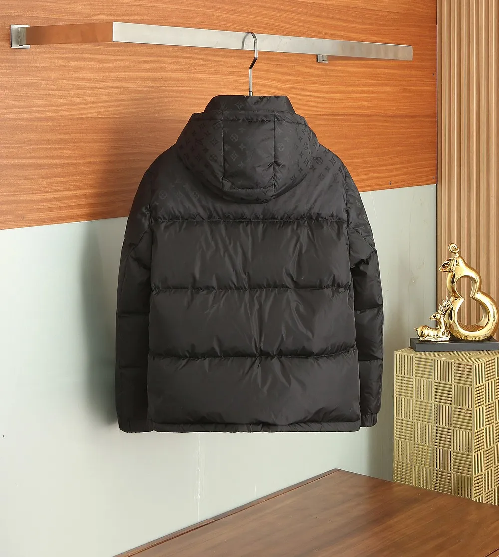 LV ダウンジャケット フード付き ブラック 冬スタイル - 画像 (3)
