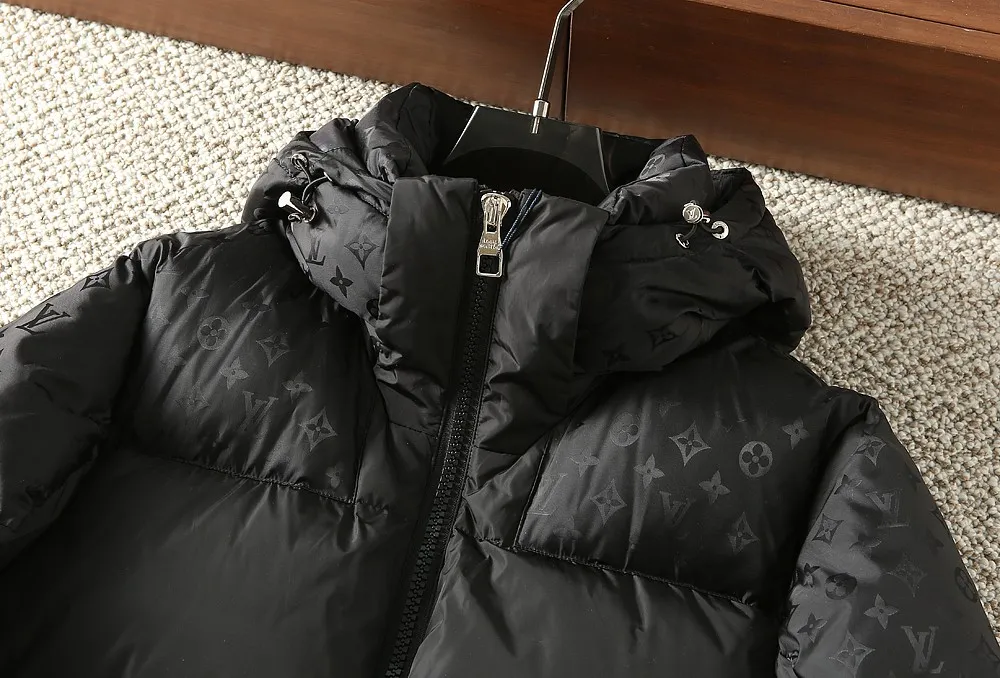 LV ダウンジャケット フード付き ブラック 冬スタイル - 画像 (5)