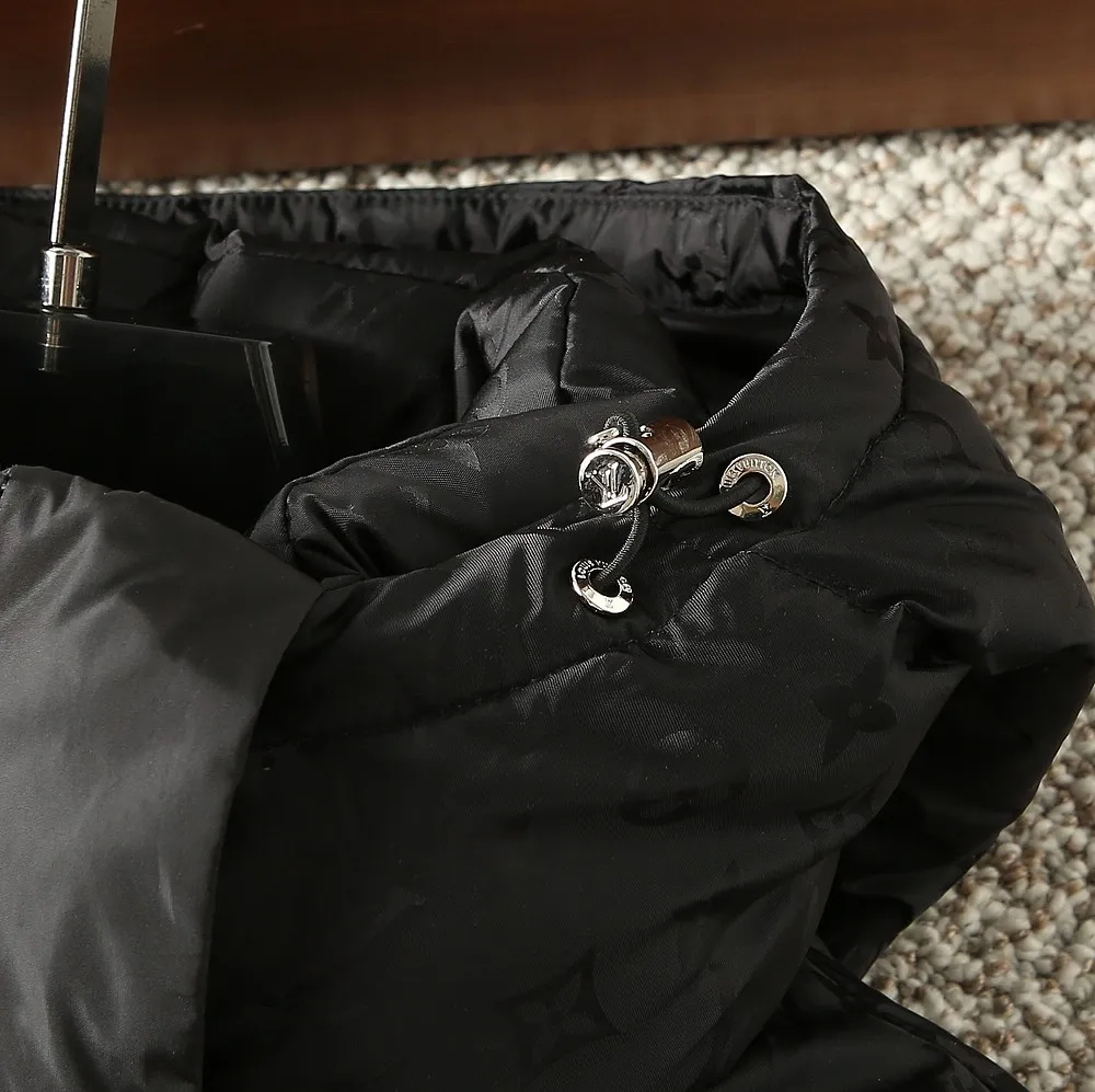 LV ダウンジャケット フード付き ブラック 冬スタイル - 画像 (7)