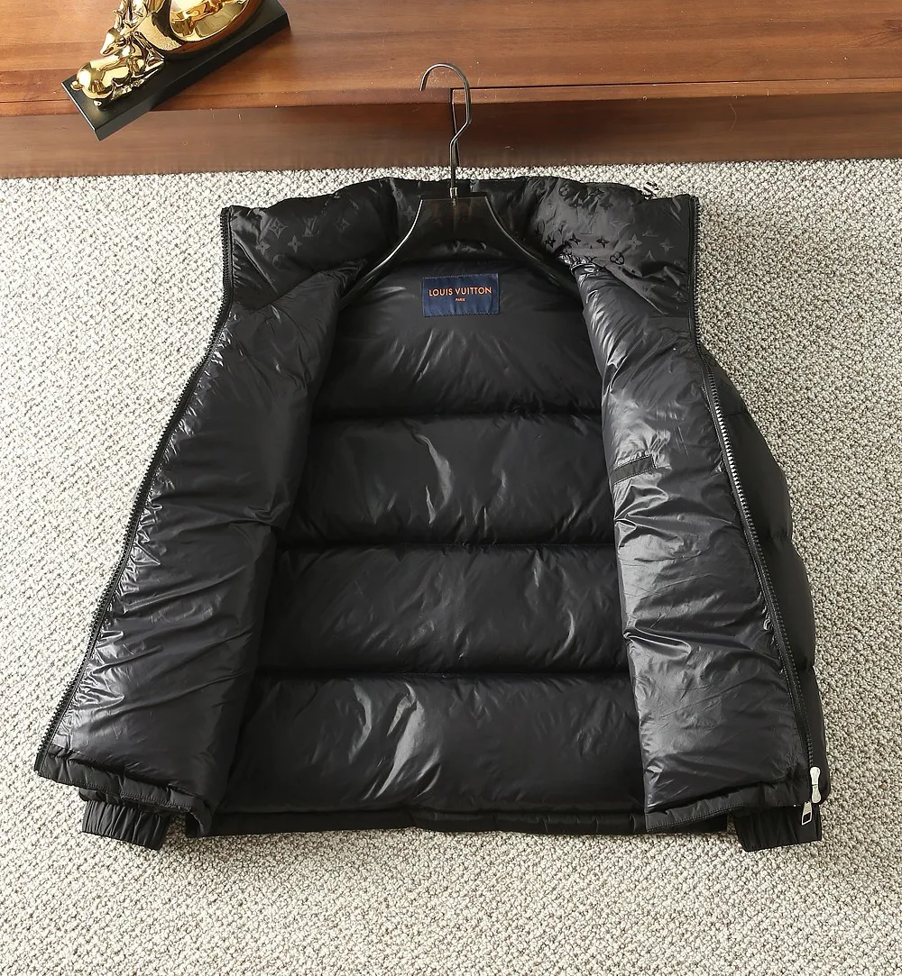 LV ダウンジャケット フード付き ブラック 冬スタイル - 画像 (10)