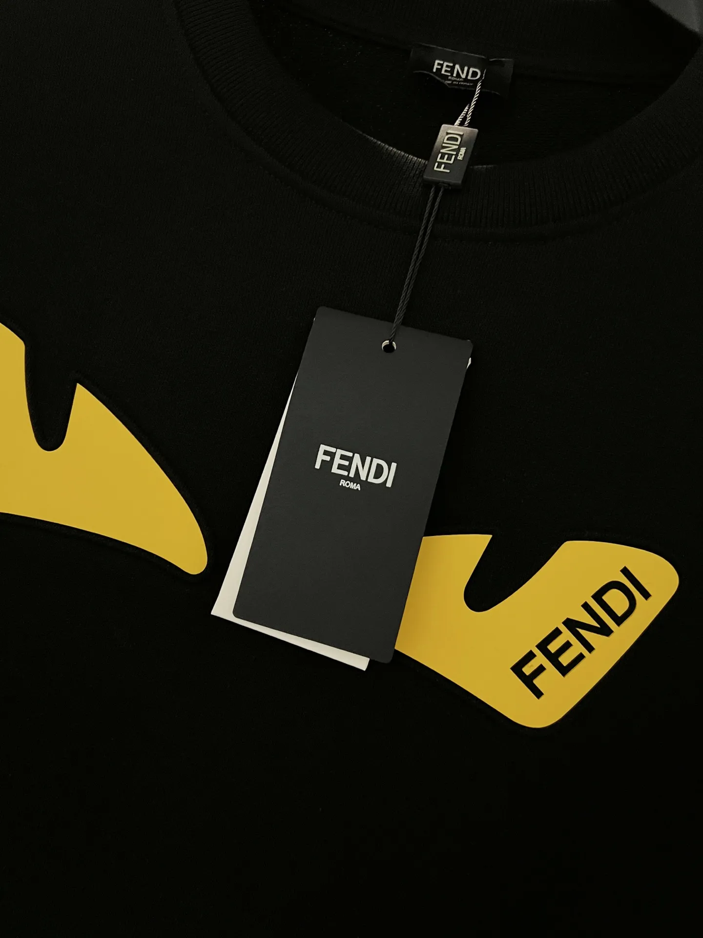 FENDI 420gコットン黒/白ラウンドネックスウェット - 画像 (6)