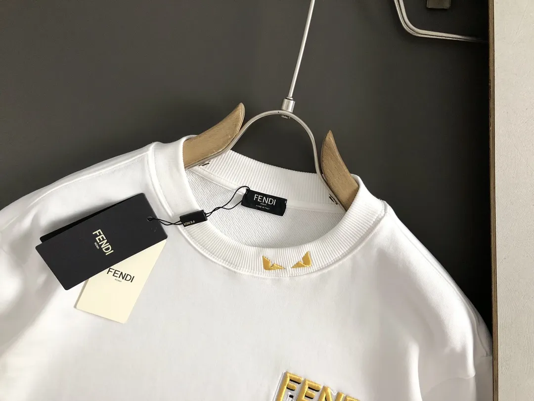 Fendi FF刺繍ロゴ白カジュアルスウェット - 画像 (4)