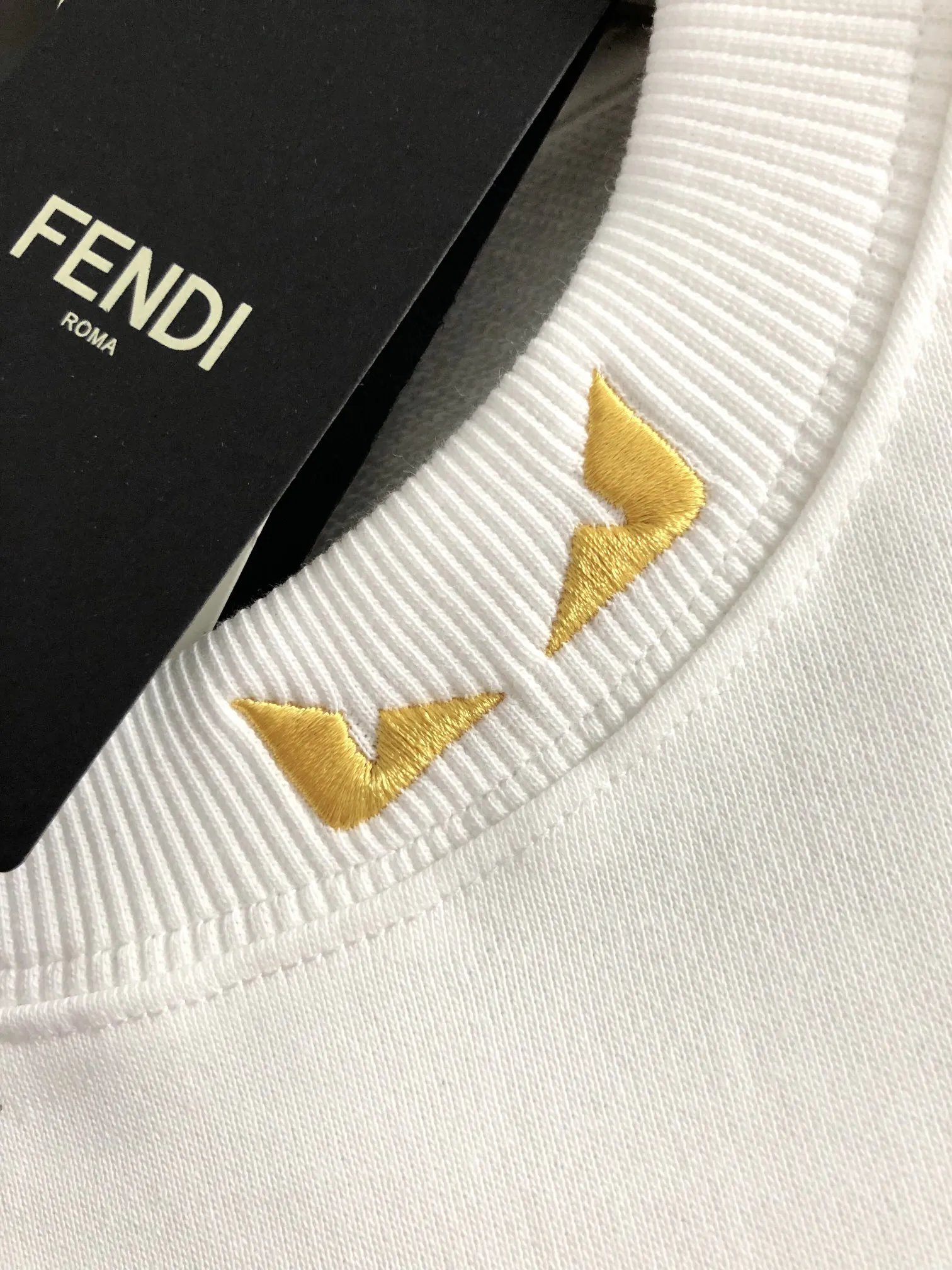 Fendi FF刺繍ロゴ白カジュアルスウェット - 画像 (5)