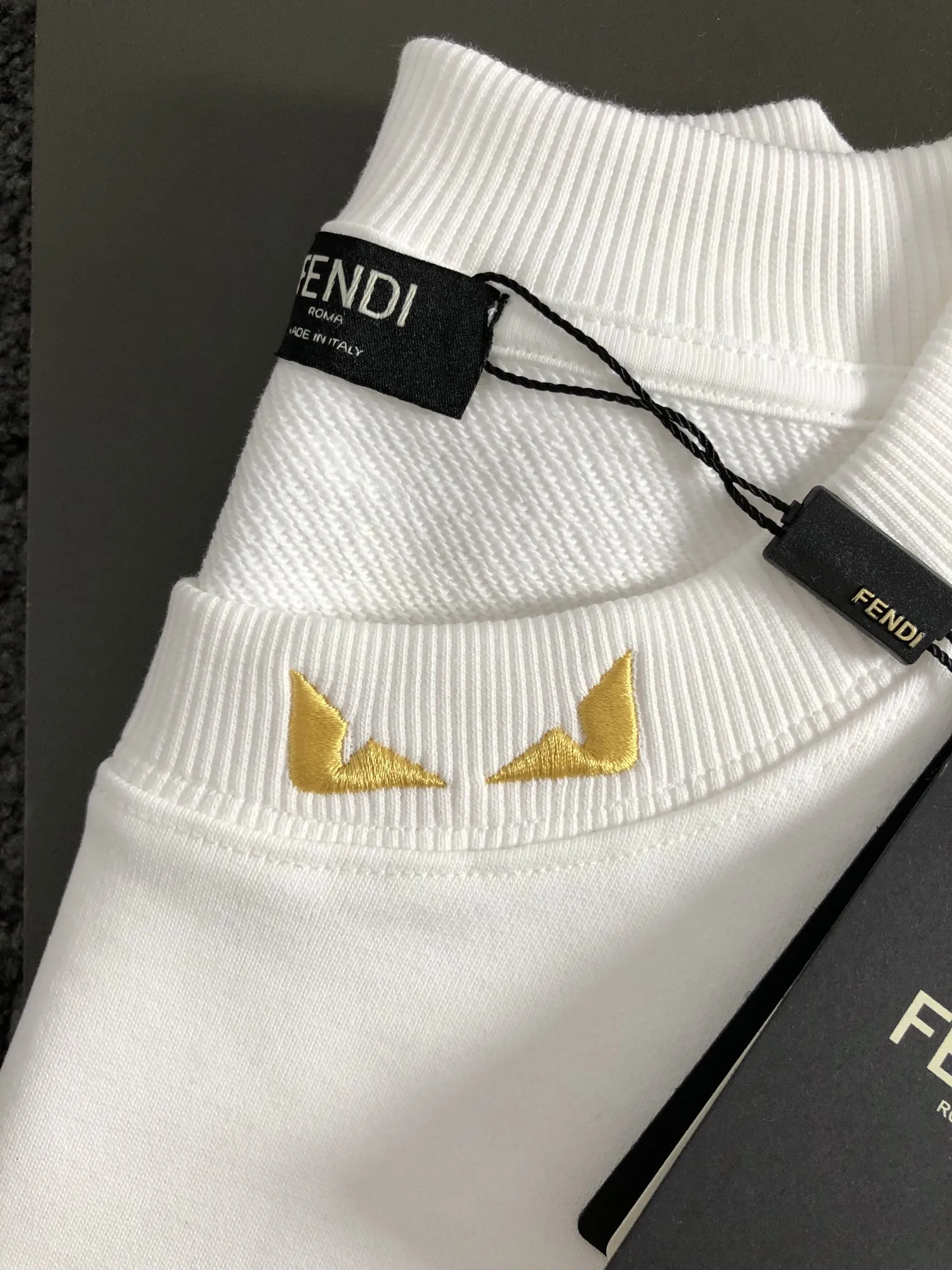 Fendi FF刺繍ロゴ白カジュアルスウェット - 画像 (7)